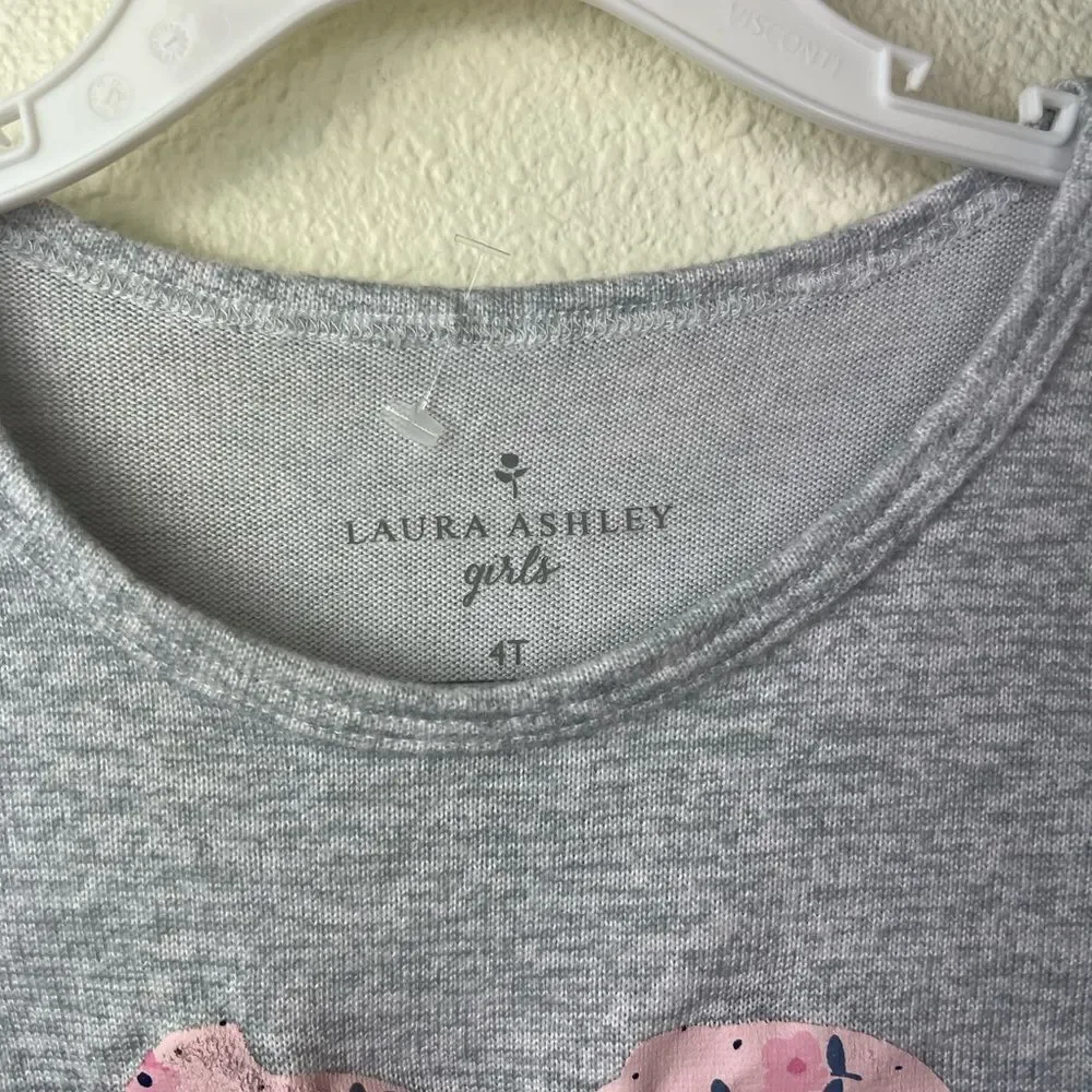 Laura Ashley Toddler Pink/Gray Ditsy Floral Sleep Set size 4 t